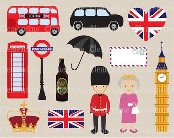 London clip art, London clipart, crown clip art images, British clip art for commercial use- Instant Download