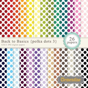 Polka dot digital paper 12x12, digital scrapbooking paper, royalty free commercial use - polka3- Instant Download