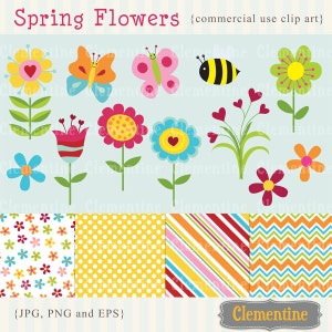 Spring Flowers clip art images,  flower clipart, flower vector, royalty free clip art-- Instant Download