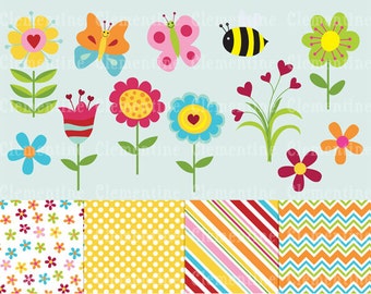 Spring Flowers clip art images,  flower clipart, flower vector, royalty free clip art-- Instant Download