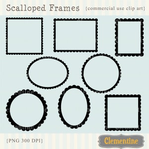 Scalloped clip art frames,  clipart frames, scalloped frame,  royalty free clip art images- Instant Download