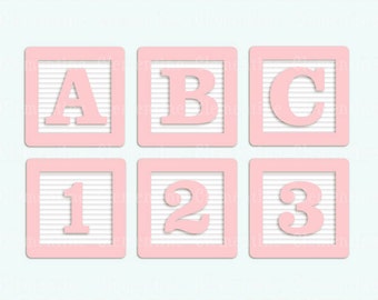 Alphabet rose bloque les images clipart, bébé blocs une image clipart, clipart alphabet, libre de redevance images - Instant Download