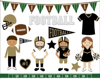 Noir et or football clip images d’art, sport clipart, vecteur de football, libres clip art - Instant Download