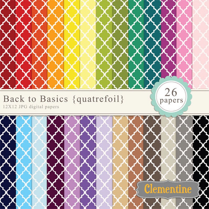 Quatrefoil digital paper 12x12, digital scrapbooking paper, royalty free commercial use quatrefoil Instant Download image 1