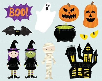 Clipart d’Halloween, fantôme clipart, images clipart citrouille, royalty free - téléchargement immédiat