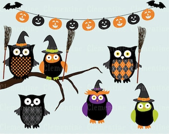 Halloween clip art,  owl clip art,  Royalty free clip art- Instant Download