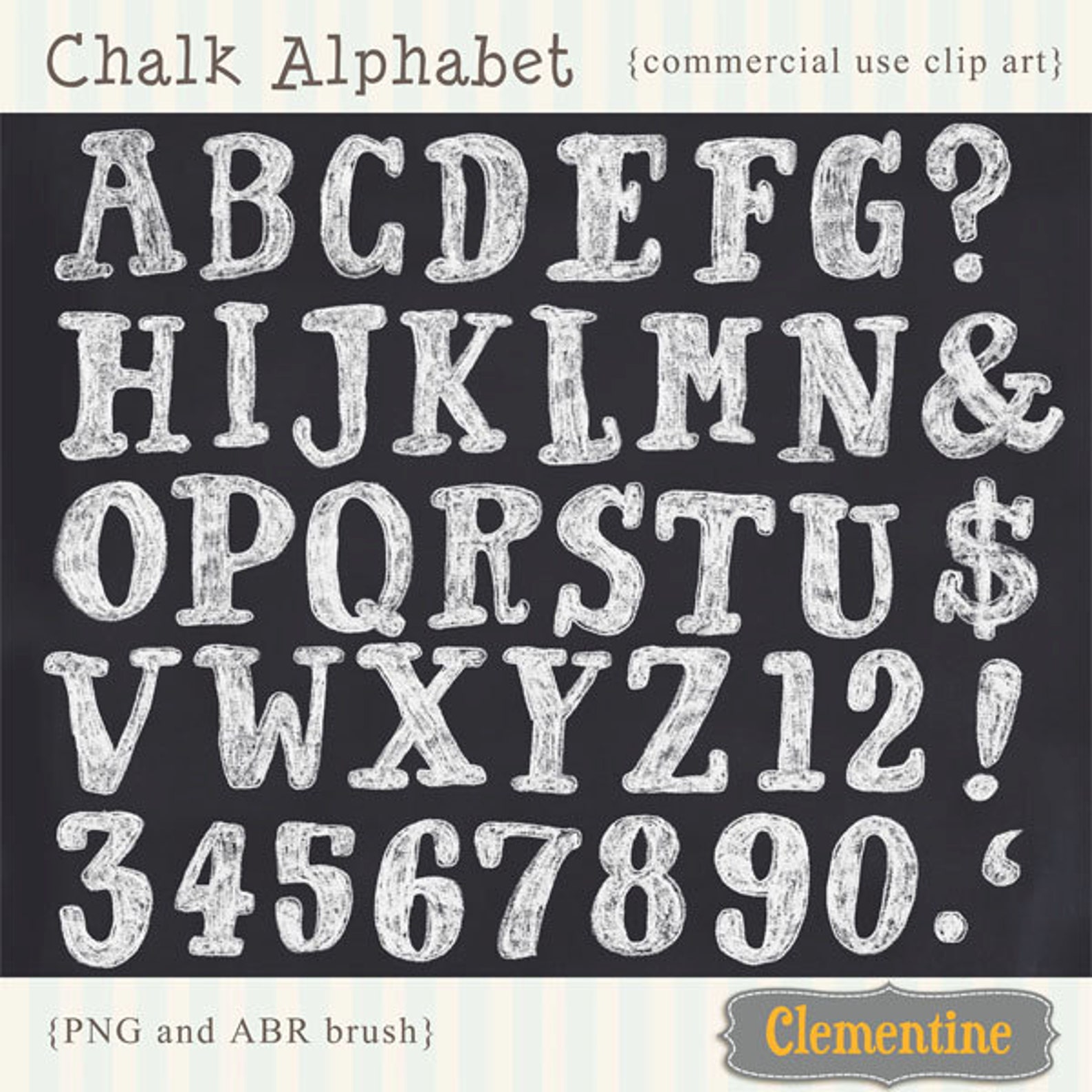 Digital Chalk Alphabet Hand Drawn Chalk Alphabet Scrapbook Etsy