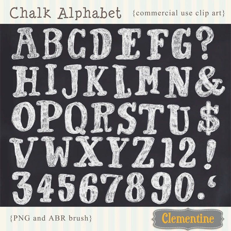 Digital Chalk Alphabet Hand Drawn Chalk Alphabet Scrapbook Etsy
