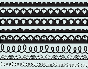 Decorative borders clip art images, royalty-free (scallop)- Instant Download