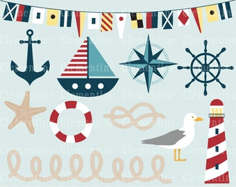 Nautical clip art images, nautical clipart, nautical vector, royalty free clip art- Instant Download