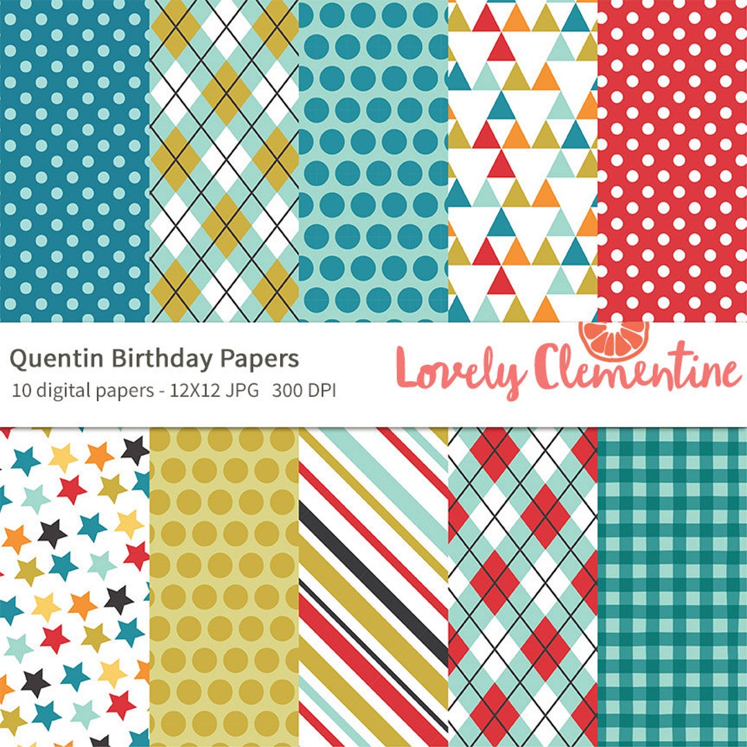 Quentin Birthday Papers 12x12, Birthday Digital Papers, Royalty Free ...