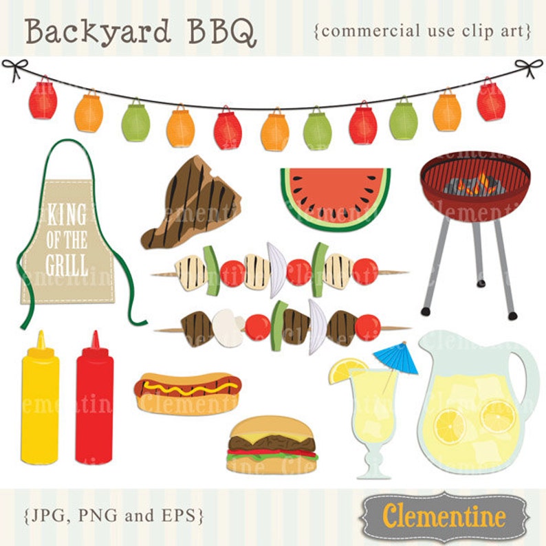 BBQ clip art images with vector, picnic clip art, barbecue clip art, royalty free Instant Download image 1