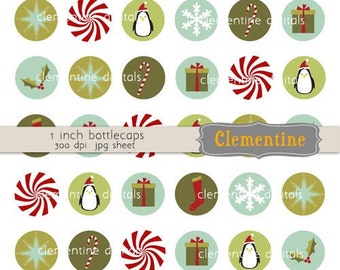 Christmas bottle cap images, bottlecap images, one inch circles, royalty-free, digital collage sheet- Instant Download
