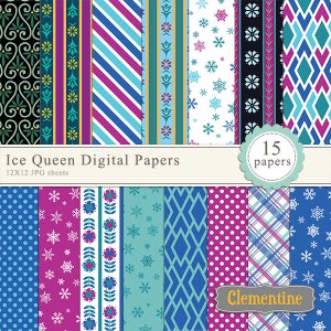 Ice Queen album numérique 12 x 12, frozen scrapbooking numérique papier, royalty free-Instant Download