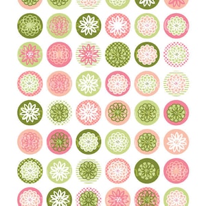 Imágenes de tapas de botellas de flores, imágenes de tapas de botellas, círculos de una pulgada, hoja de collage digital libre de regalías- Descarga instantánea