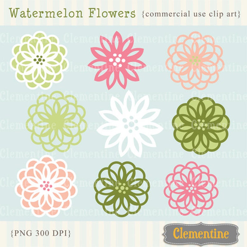 Flower clip art images, royalty free images watermelon Instant Download image 1