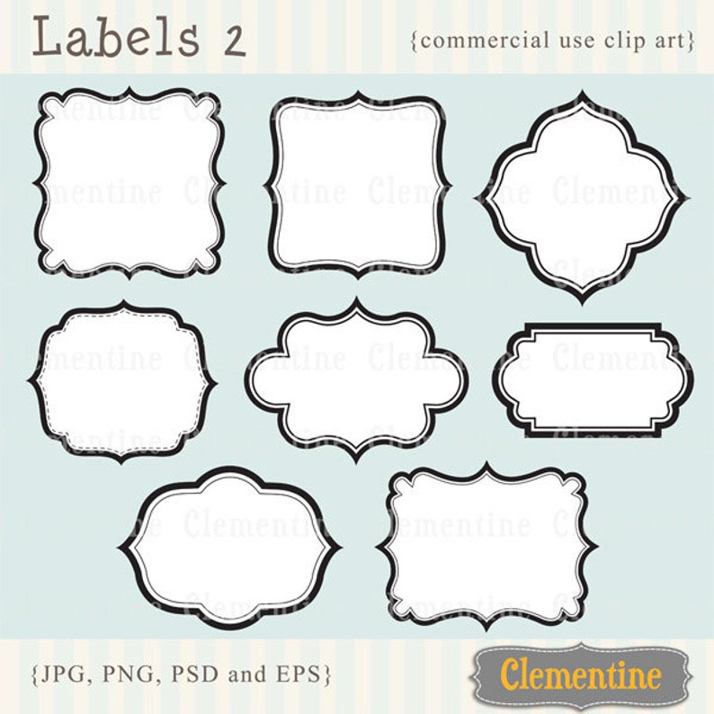 Printable Labels Clip Art Images, Scrapbook Clip Art, Royaltyfree, Layered in PSD Labels 2