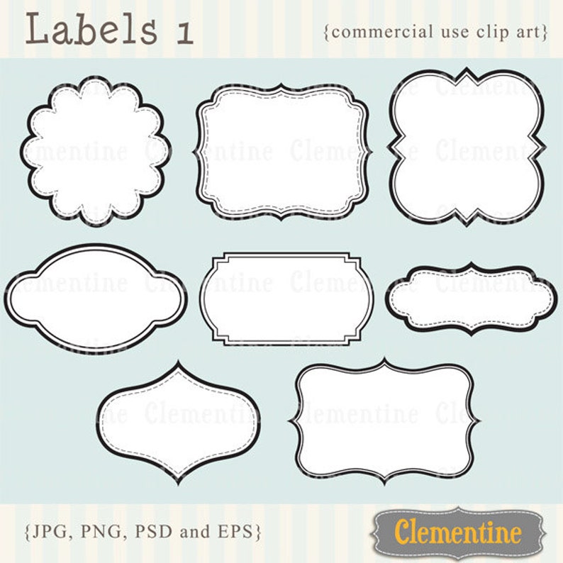 Puede incluir: Conjunto de diez etiquetas de estilo vintage en blanco y negro con un borde discontinuo. Las etiquetas est&aacute;n en blanco y se pueden utilizar para una variedad de prop&oacute;sitos.