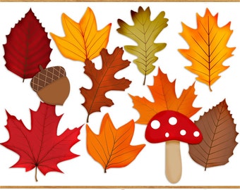 Fall clipart // fall leaves clip art // commercial use, Instant Download