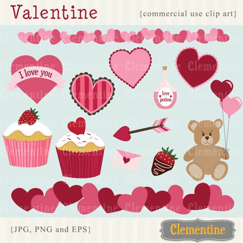 Valentine clip art images, valentine vector images, heart clip art , commercial use clip art Instant Download image 1