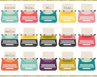Typewriters clip art images,  typewriter clipart, instant download