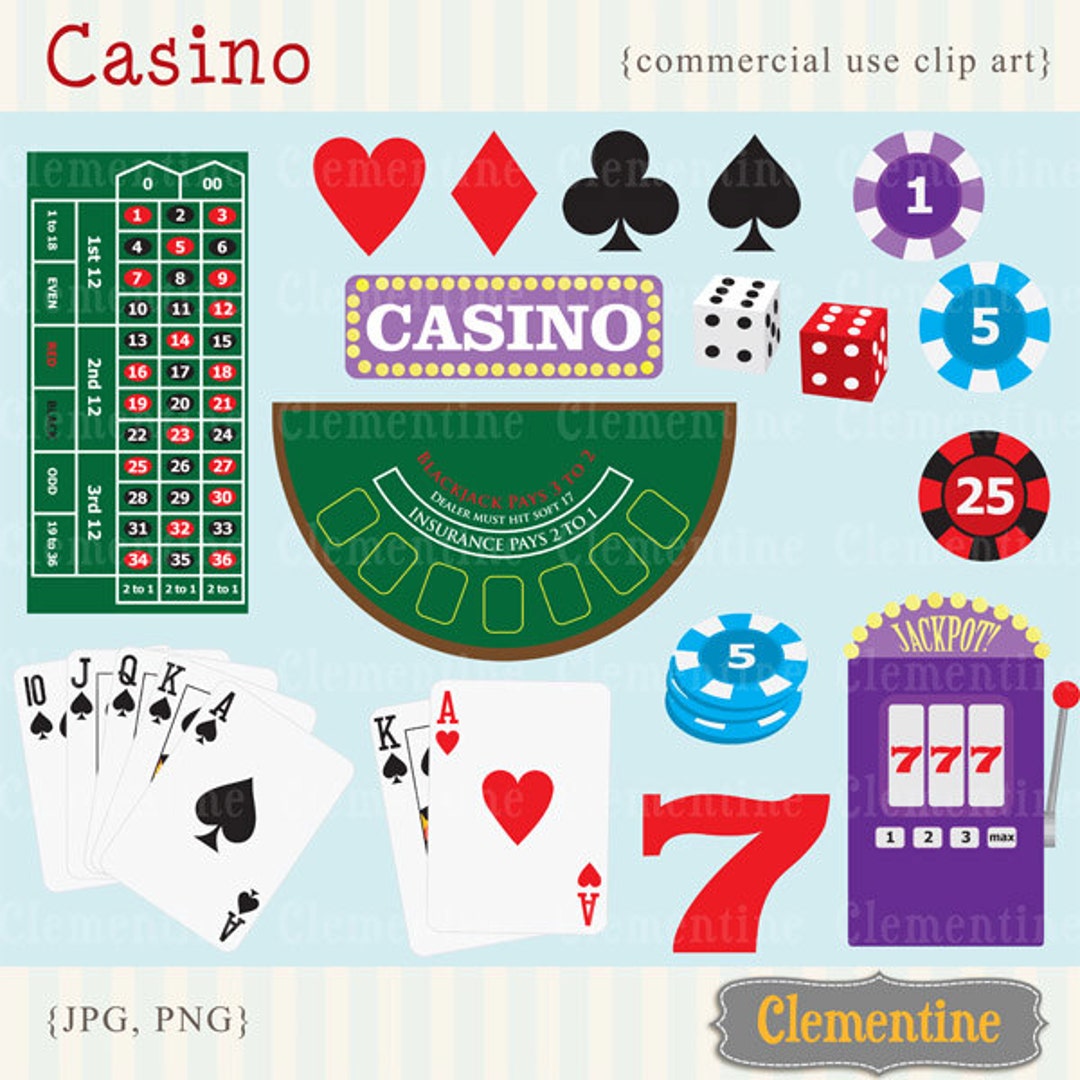 Poker clip art images, casino clip art, royalty free images, commercial  use- Instant Download