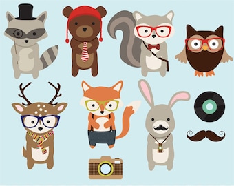 Imágenes clip woodland Hipster, Imágenes Prediseñadas, vector de fox del zorro, libres de derechos clip art - descarga instantánea