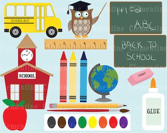 Back to School clip art, school clip art images,  royalty free- Instant Download