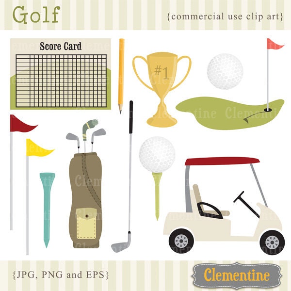 Golf clip art images,  golf clipart, trophy clip art, royalty free clip art- Instant Download