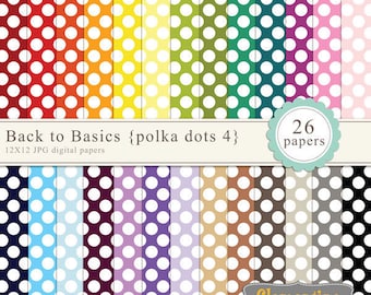 Polka dot digital paper 12x12, digital scrapbooking paper, royalty free commercial use - polka4- Instant Download