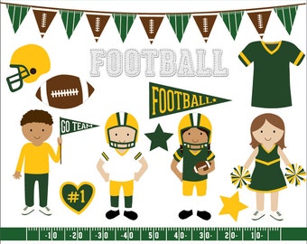 Vert et or football clip images d’art, sport clipart, vecteur de football, libres clip art - Instant Download