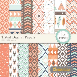 Tribal scrapbook paper 12x12,  royalty free- Instant Download