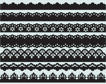 Decorative borders clip art images, royalty-free (lace)- Instant Download