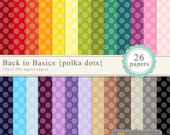 Big polka dot digital paper 12x12, digital scrapbooking paper, royalty free commercial use- polka1- Instant Download