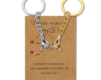Pinky promise keychain,Set of 2 Pinky Promise Matching Couple keyring Personalized Initial keychain for Best Friend BFF keychain keychain