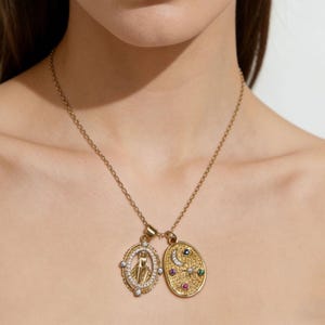 Angel Charm Necklace,Handmade Angel & Celestial Pendant Necklace, Layered Charm Necklace, Meaningful Jewelry Gift,Valentine gift. image 4
