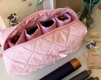 Bolsa para herramientas de peluquería de cuadros rosas, bolsa para Dyson Airwrap/Airstrait, bolsa organizadora acolchada, ideal para viajes, estuche para herramientas de peluquería Dyson, neceser, regalo