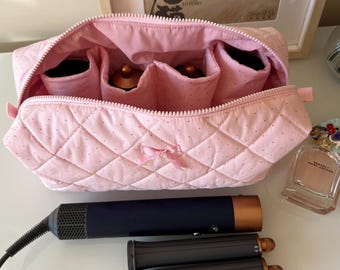 Sac à outils rose à pois, sac Dyson Airwrap/Airstrait, sac organisateur matelassé, sac de voyage en coton, sac femme, joli cadeau pour ami