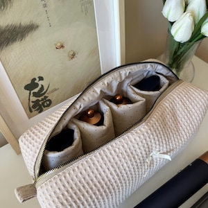 Beige Waffle Hair Tool Bag, Toiletry Waffle Bag, Bridesmaid Gift, Hairtool Dyson Case, Cute Travel Bag, Dyson Airwrap Airstrait Bag