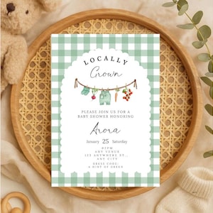 Locally Grown Baby Shower Invitation, Farmers Market Baby Shower Invitation, Locally Grown Invite, Home Grown Printable Invitation Cards