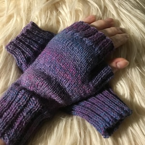 Purple Blue Fingerless Gloves