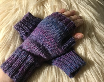 Purple Blue Fingerless Gloves