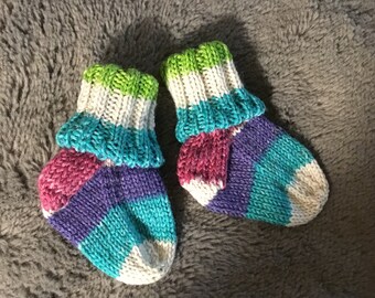 Teal Green Purple Baby Socks