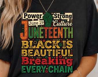 Breaking Every Chain Juneteenth PNG, Black is Beautiful T-Shirt Design, June 19th Freedom Day Sublimation, Afrocentric Typography Art