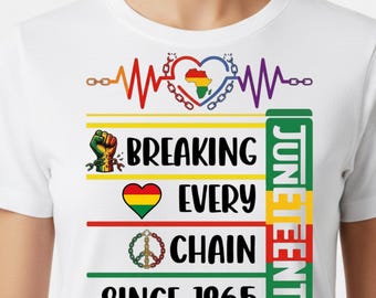 Breaking Every Chain Juneteenth PNG, 1865 Freedom Heartbeat Sublimation, Black History Month Shirt Design, African Pride Digital Download