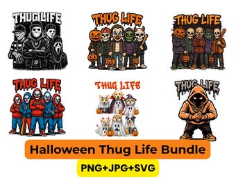 Halloween Thug Life Bundle: Horror Movie Killers PNG/JPG/SVG