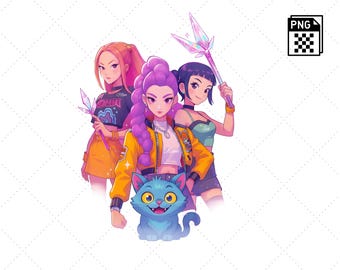 Kpop Demon Hunters PNG – HUNTRiX Anime Design (Digital Download)