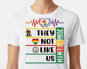 They Not Like Us Juneteenth PNG - Black History Sublimation Design - Freedom Day Heartbeat & Broken Chains Graphic