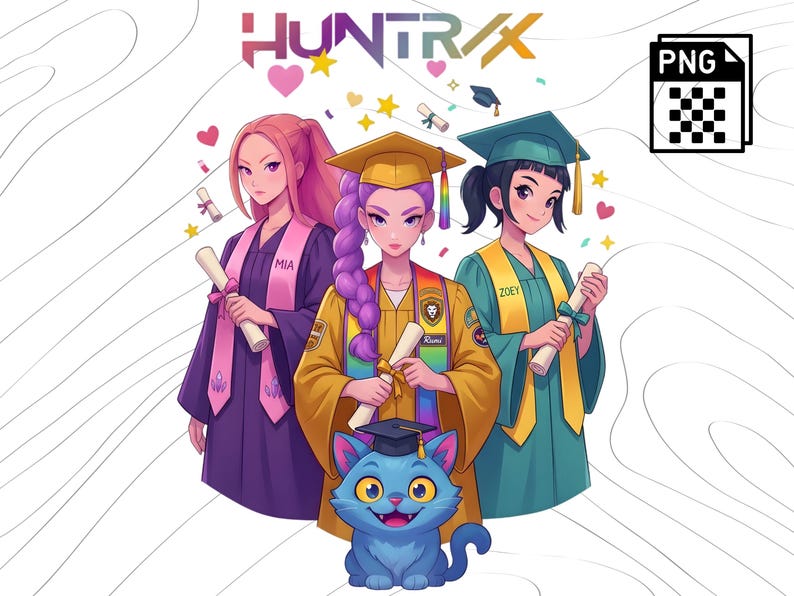 Huntrix Graduation Cap K-pop Demon Hunters Graduation PNG - Hunter X Graduation Digital ...