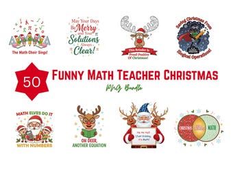 Funny Math Teacher Christmas PNG Bundle | Holiday Classroom Humor Designs